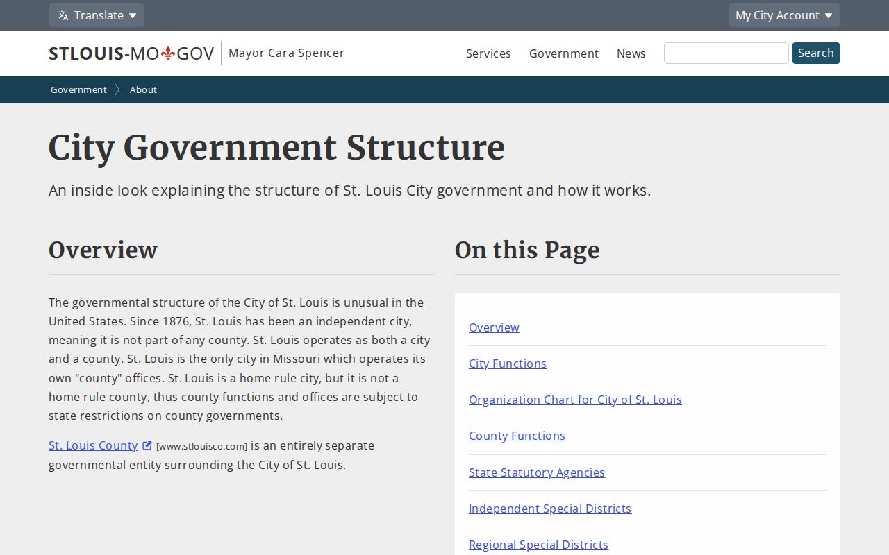 St. Louis criminal records and independent city government structure