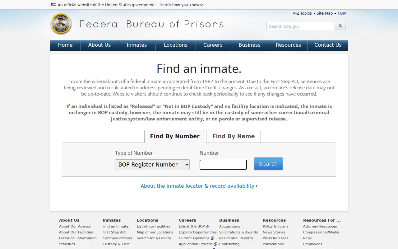 St. Louis City criminal record federal Bureau of Prisons inmate locator