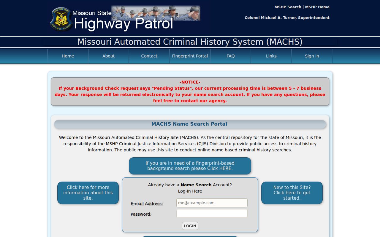 St. Louis City criminal history MACHS name search portal