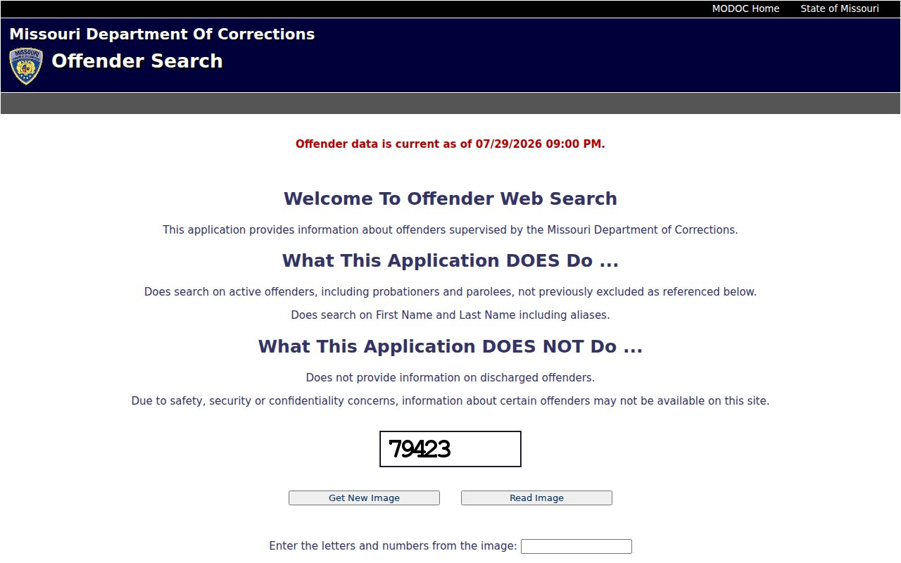 St. Louis City criminal history Missouri DOC offender search