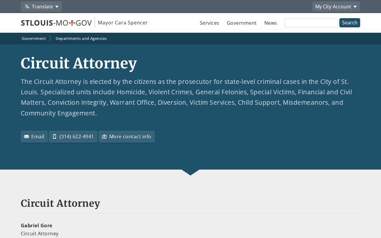St. Louis City criminal records Circuit Attorney official page