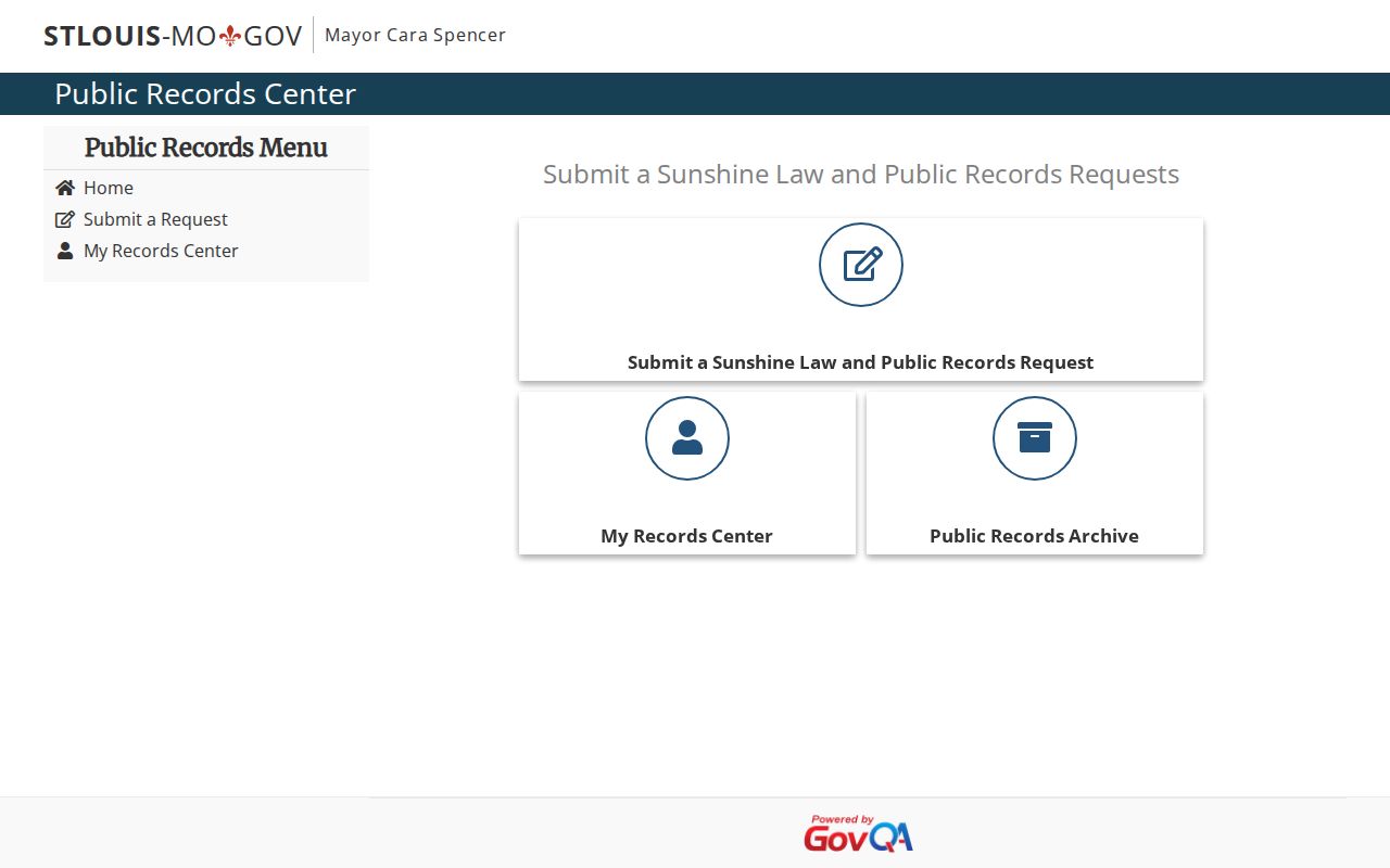 St. Louis City criminal record GOVQA request portal